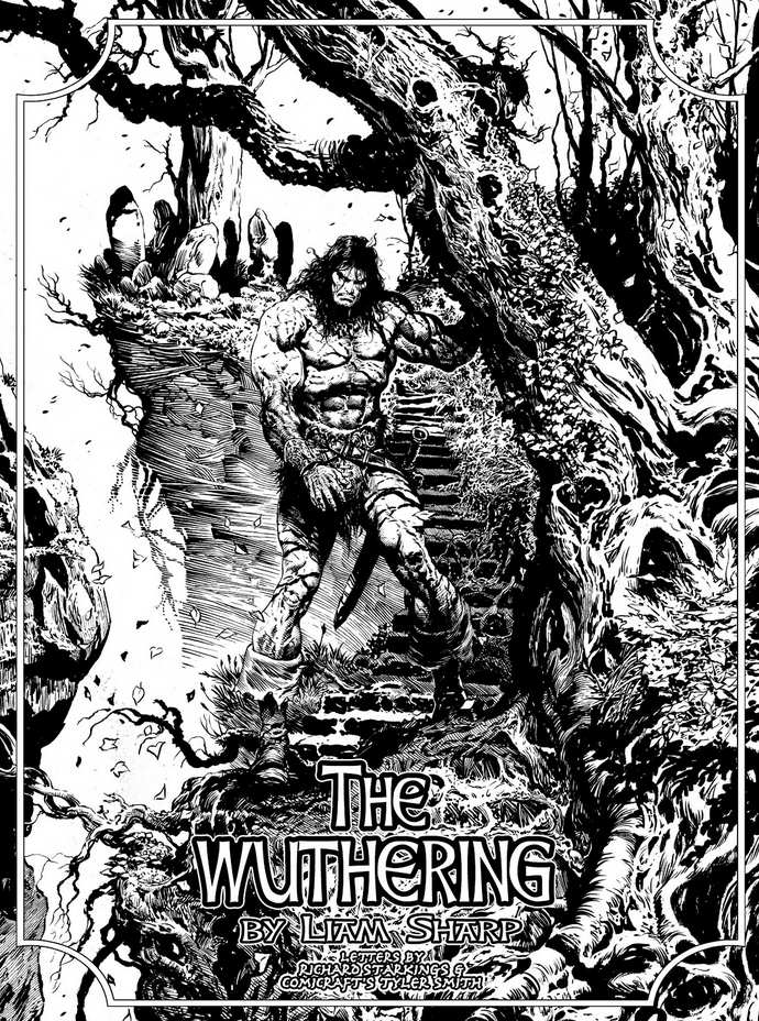 Conan leans against a tree in a windswept forest in The Wuthering by Liam Sharp