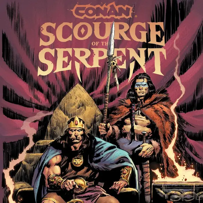 Conan Scourge of the Serpent comic cover with throne scene