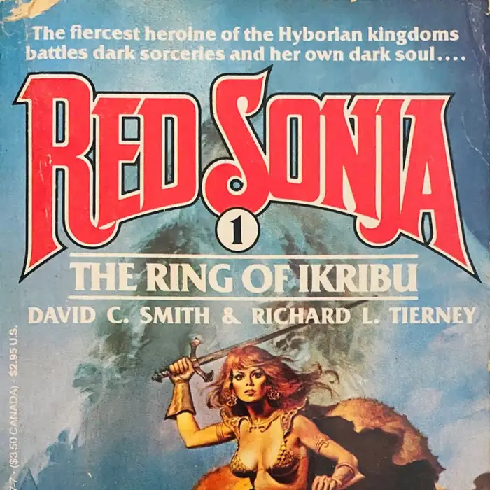 Red Sonja The Ring of Ikribu book cover with classic fantasy artwork