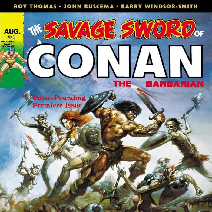 The Savage Sword of Conan issue 1 cover with bold Conan title